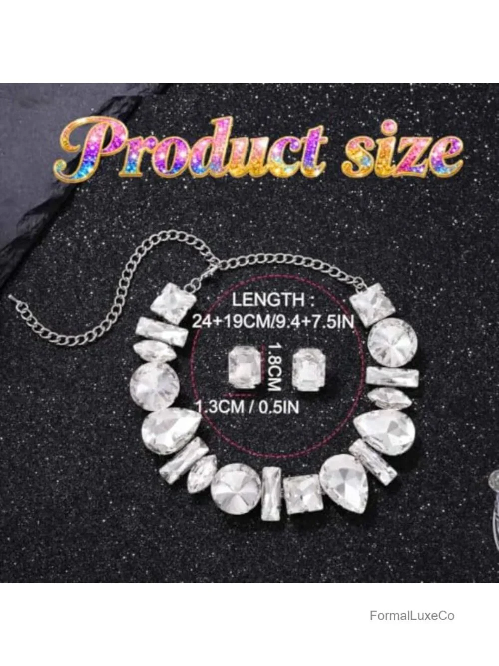 Rhinestone Choker Necklace and Earrings Set Sparkly Jewelry for Women Silver